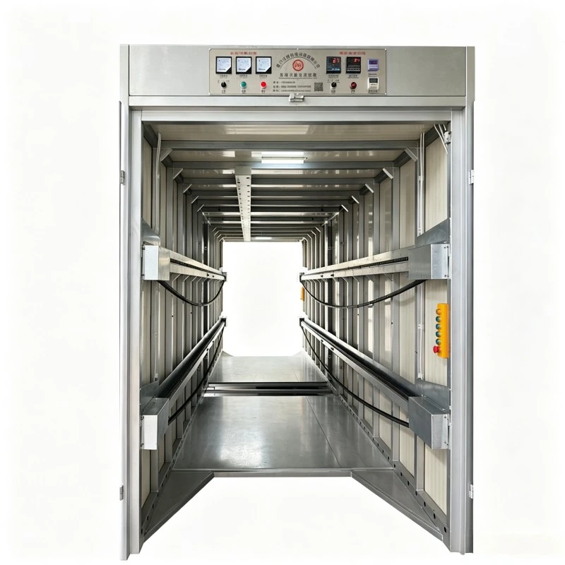 Salle de durcissement robuste avec système de transfert sur rail motorisé